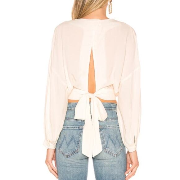 New Revolve  ASTR the Label Jaise Merlot Floral Tie Back Wrap Cropped Top - Picture 2 of 7